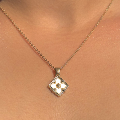 Antique Gold Blossom Square Pendant