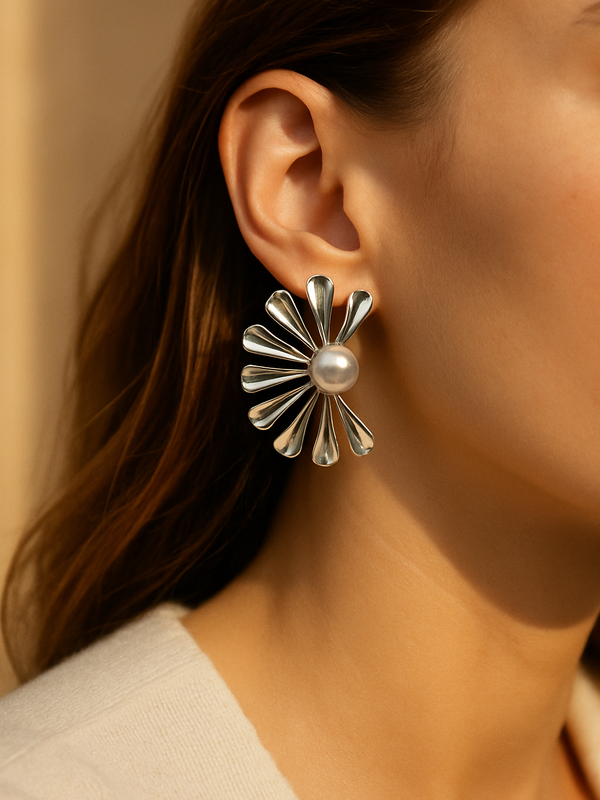 Bloom Pearl Fan Earrings - Kridha