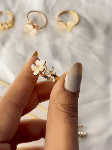 Flower Essence Gold Plated Ring - Kridha