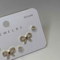 Golden Dainty Bows Earrings Set