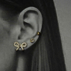 Golden Dainty Bows Earrings Set