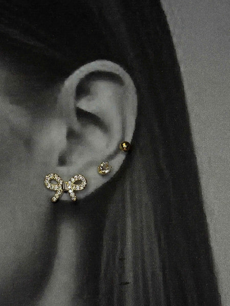 Golden Dainty Bows Earrings Set