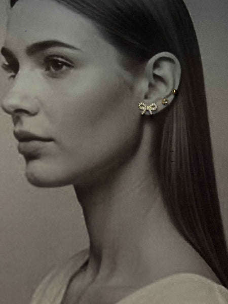 Golden Dainty Bows Earrings Set