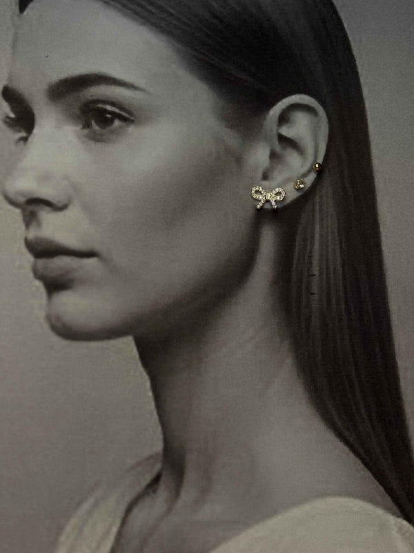 Golden Dainty Bows Earrings Set
