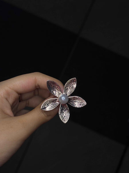 Golden Pearl Flower Earrings