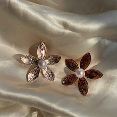 Golden Pearl Flower Earrings