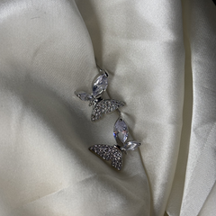 Moonlight Butterflies Silver Plated Stud Earrings - Kridha