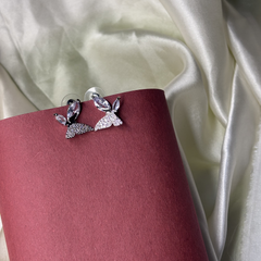 Moonlight Butterflies Silver Plated Stud Earrings - Kridha