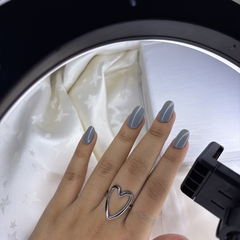 Eternal Heart Silver Steel Statement Ring