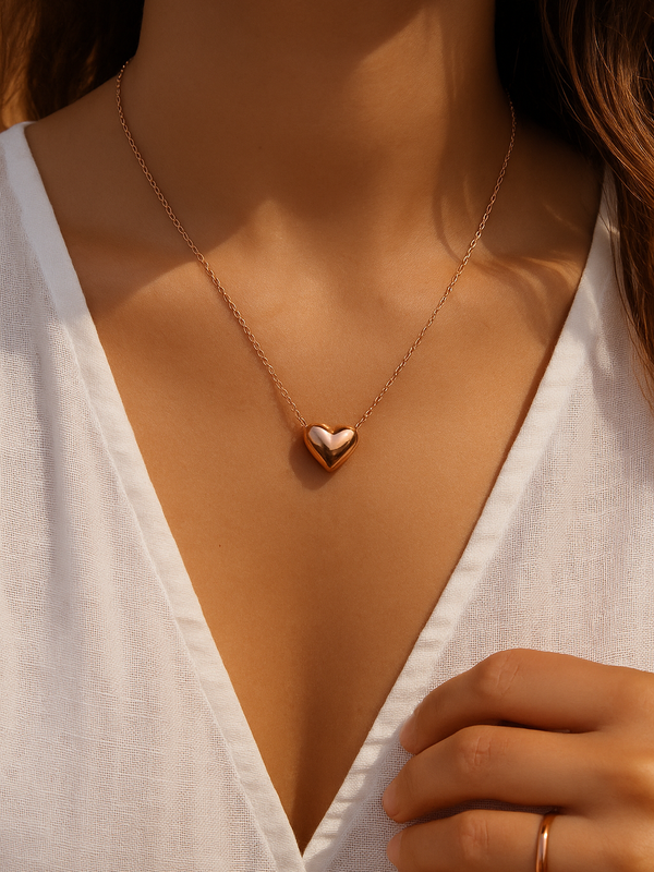 Love & Heart Gold Plated Necklace - Kridha
