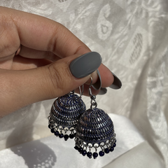 Oxidized Silver Jhumka Earrings
