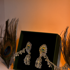 Peacock Chandbali Oxidized Silver Jhumka Earrings