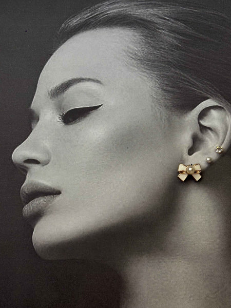 Pearl Bow Earrings Set