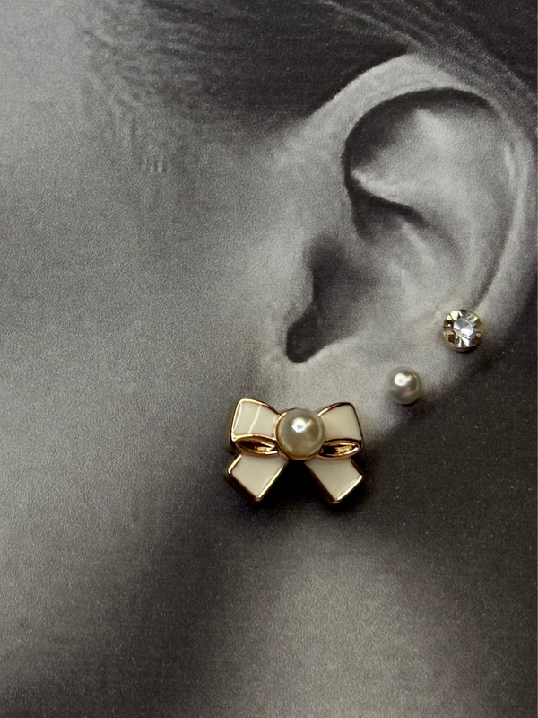 Pearl Bow Earrings Set - Kridha
