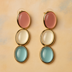 Pearl Pastel Stone Drop Earrings - Kridha