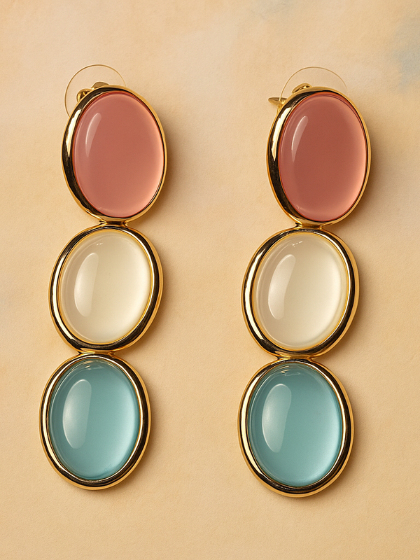 Pearl Pastel Stone Drop Earrings - Kridha