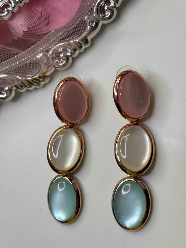 Pearl Pastel Stone Drop Earrings