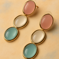 Pearl Pastel Stone Drop Earrings - Kridha