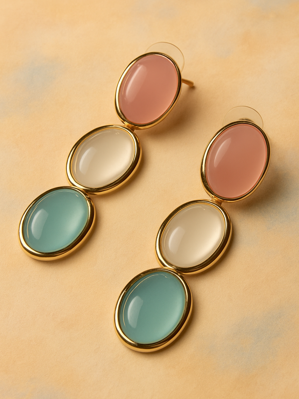 Pearl Pastel Stone Drop Earrings - Kridha