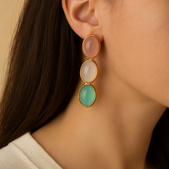 Pearl Pastel Stone Drop Earrings - Kridha