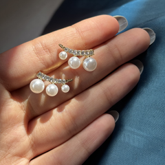 Pearl Arc Gold Plated Stud Earrings - Kridha