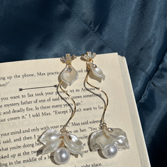 Pearl Orchid Whisper Gold Plated Drop Earrings - Kridha