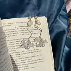 Pearl Orchid Whisper Gold Plated Drop Earrings - Kridha