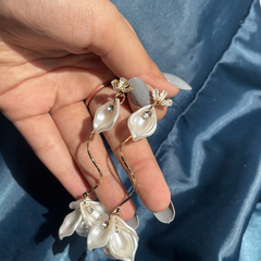 Pearl Orchid Whisper Gold Plated Drop Earrings