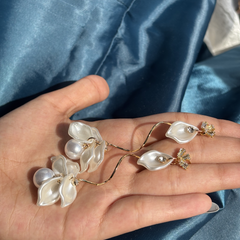 Pearl Orchid Whisper Gold Plated Drop Earrings - Kridha