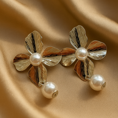 Petal Pearl Cascade Earrings - Kridha