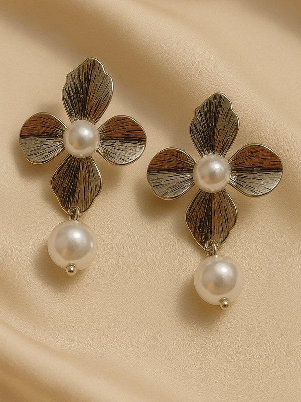 Petal Pearl Cascade Earrings - Kridha