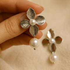 Petal Pearl Cascade Earrings - Kridha
