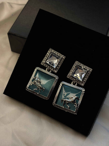 Ruby Silver Stallion Earring