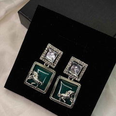 Ruby Silver Stallion Earring