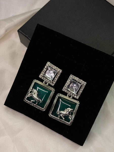 Ruby Silver Stallion Earring