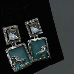 Ruby Silver Stallion Earring