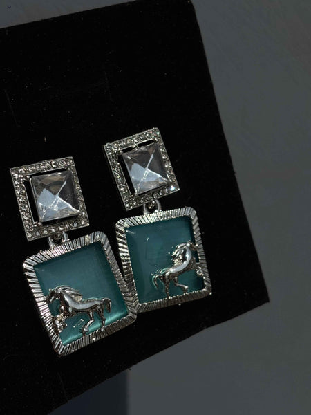 Ruby Silver Stallion Earring