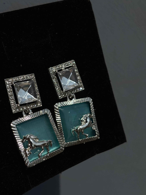 Ruby Silver Stallion Earring