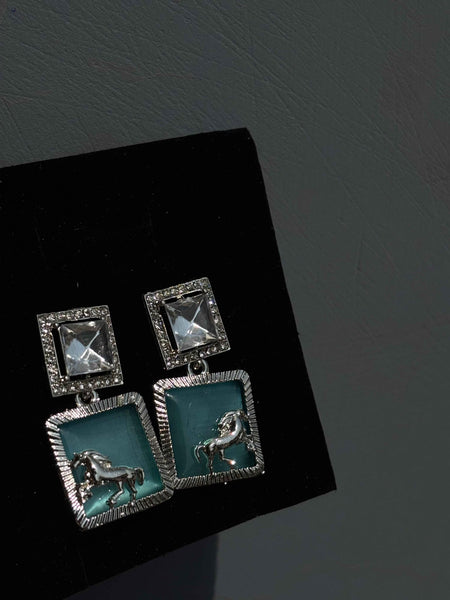 Ruby Silver Stallion Earring