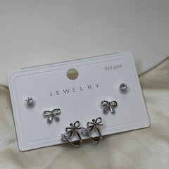 Silver Charm Trio Earrings Set