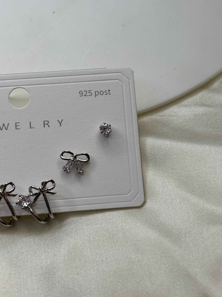 Silver Charm Trio Earrings Set