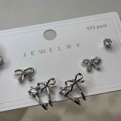 Silver Charm Trio Earrings Set