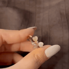 Sparkling Bow Gold Plated Ring - Kridha