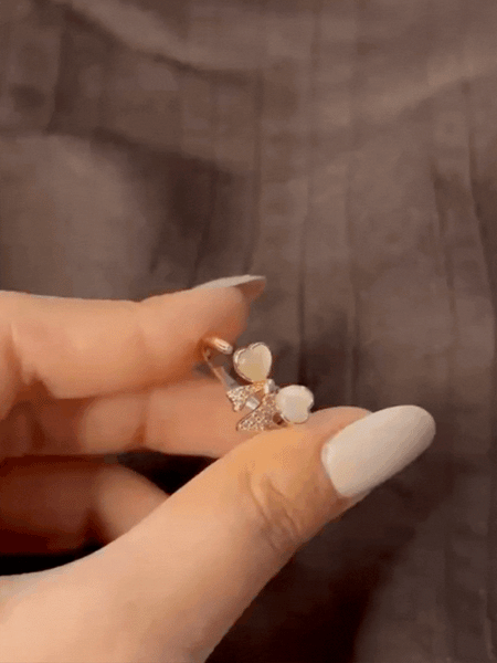 Sparkling Bow Gold Plated Ring - Kridha