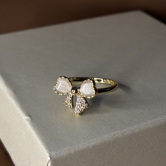 Sparkling Bow Gold Plated Ring