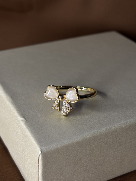 Sparkling Bow Gold Plated Ring