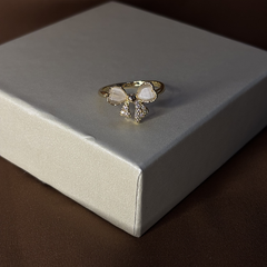 Sparkling Bow Gold Plated Ring - Kridha