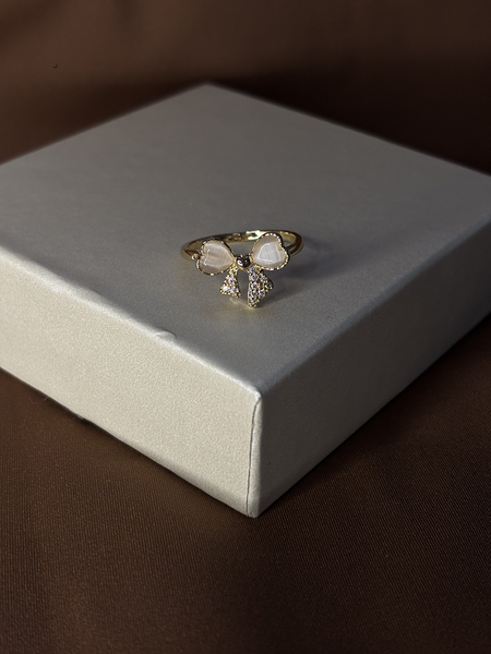 Sparkling Bow Gold Plated Ring - Kridha