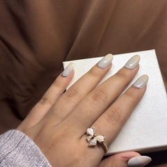 Sparkling Bow Gold Plated Ring - Kridha