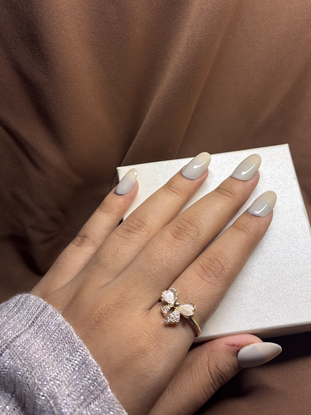 Sparkling Bow Gold Plated Ring - Kridha